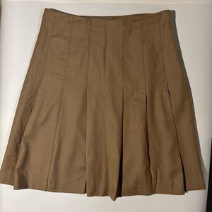 Wool Banana Republic A-Line mini Skirt camel Tan pleat preppy old money 2P XS